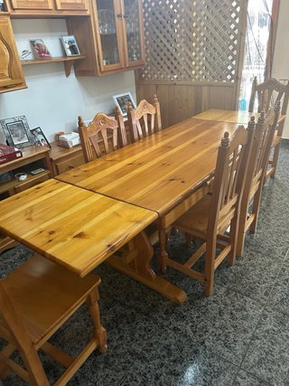 Tavolo e 6 Sedie da Pranzo in Legno, Solo Ritiro