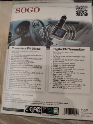 Transmisor FM SOGO + Cargador Coche