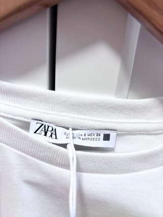 Camiseta Zara Blanca Talla S Algodón
