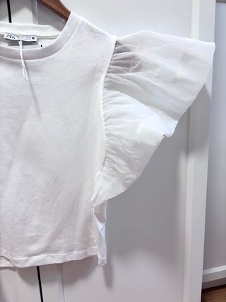 Camiseta Zara Blanca Talla S Algodón