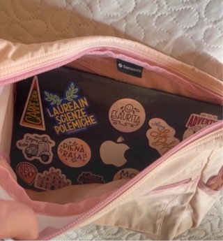 Borsa a spalla Samsonite beige e rosa