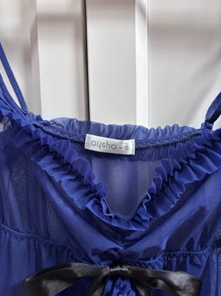 Camisa lencera Oysho azul lazo negro Talla S