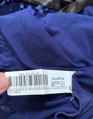 Camisa lencera Oysho azul lazo negro Talla S