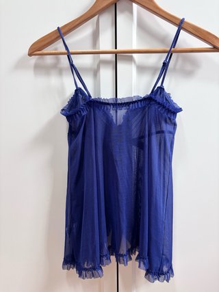 Camisa lencera Oysho azul lazo negro Talla S