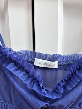 Camisa lencera Oysho azul lazo negro Talla S