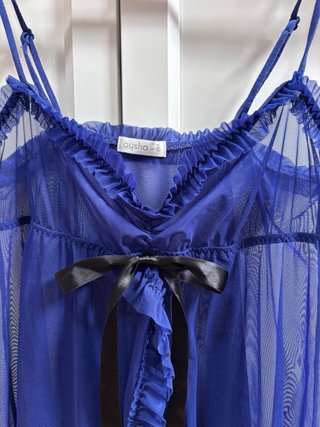 Camisa lencera Oysho azul lazo negro Talla S
