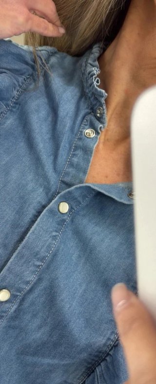 Camisa vaquera volantes cuello Mao Talla S