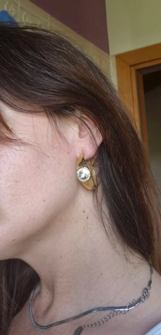 Orecchini cerchio con cristallo oro