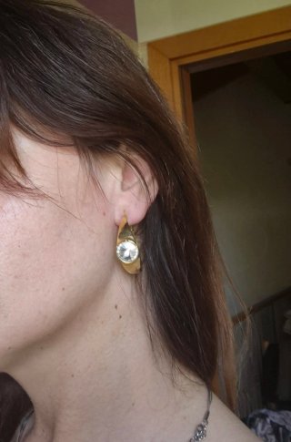 Orecchini cerchio con cristallo oro