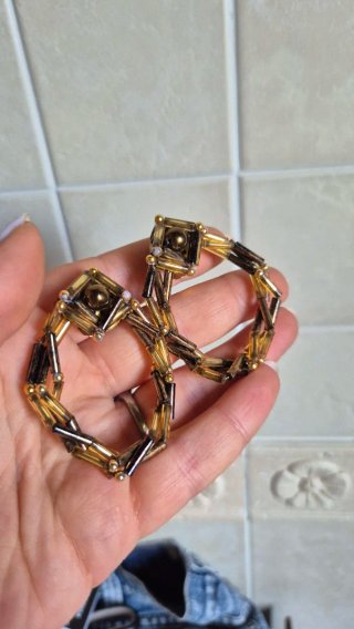Orecchini donna marrone e oro