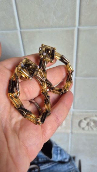 Orecchini donna marrone e oro