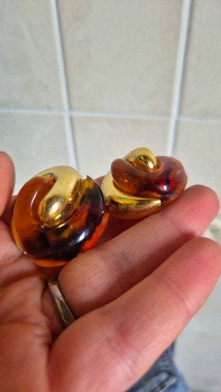 Orecchini grandi color oro e marrone