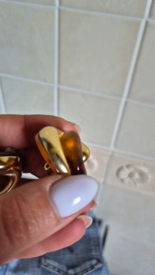 Orecchini grandi color oro e marrone