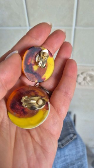 Orecchini grandi color oro e marrone