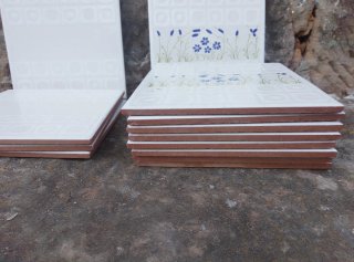 Lote 13 azulejos vintage cenefa floral. 15 x 15