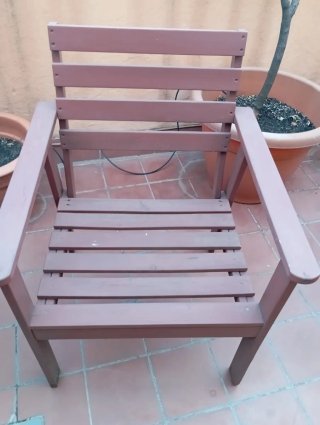 Conjunto mesa y 2 sillones madera terraza