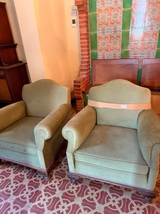 2 Poltrone Verdi in Tela
