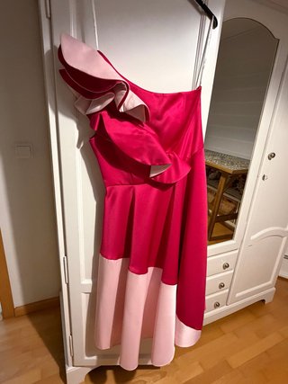 Vestido Silvia Navarro rosa y rojo