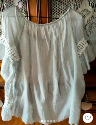 Blusa azu/gris l con encaje