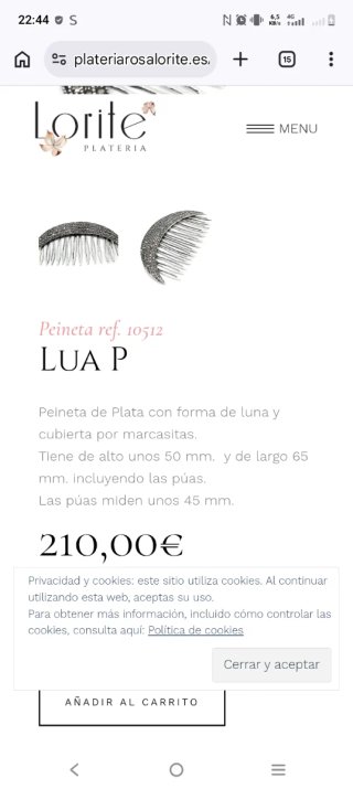 Peinecillos de plata con pedrería