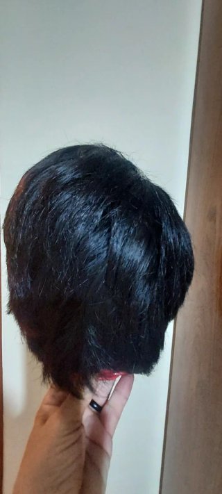 Peluca pelo natural castaño oscuro, moreno