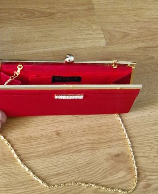 Bolso de fiesta Menbur rojo y dorado