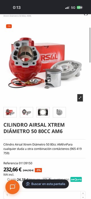 Cilindro Airsal Xtrem 80cc AM6