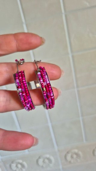 Orecchini donna con perline rosa