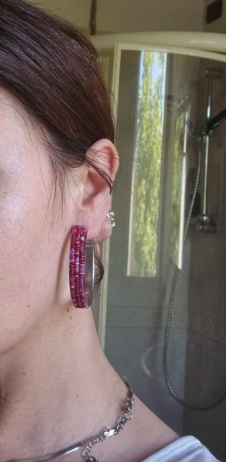 Orecchini donna con perline rosa