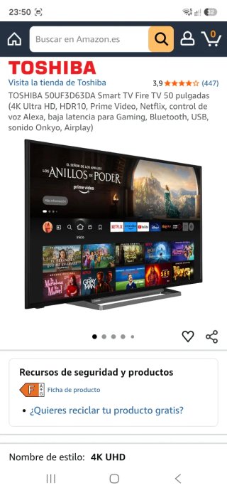 Smart TV Toshiba 50 Pulgadas
