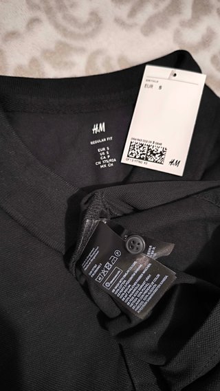 Polo H&M Negro Manga Corta Talla S