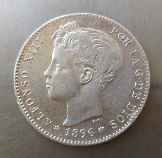 Moneda plata 1 Peseta 1896.