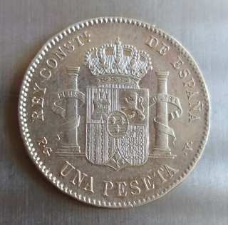 Moneda plata 1 Peseta 1896.