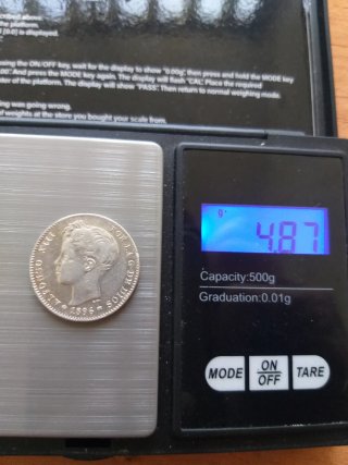 Moneda plata 1 Peseta 1896.