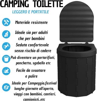 WC Portatile Campeggio Pieghevole 250Kg