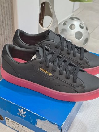 Adidas Sleek Scarpe Donna Nero/Rosso Tg 37,5