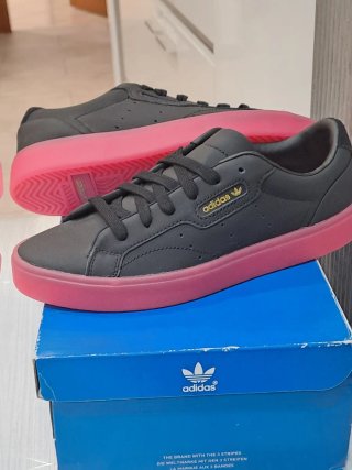 Adidas Sleek Scarpe Donna Nero/Rosso Tg 37,5