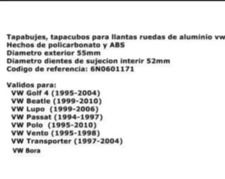 TAPABUJES RUEDA LLANTA VOLKSWAGEN GOLF III IV BBS