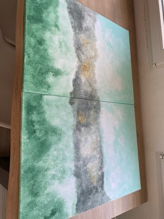 Dos Cuatros  abstracto  únicos en  acrílico 50x70