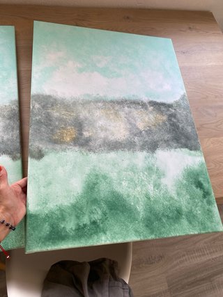 Dos Cuatros  abstracto  únicos en  acrílico 50x70