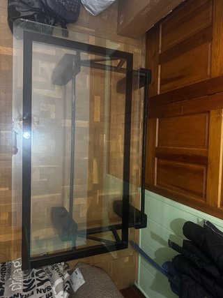 Mesa de centro cristal y metal