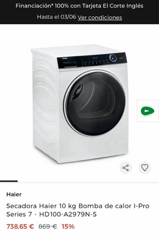 Secadora Haier Bomba de Calor 10kg