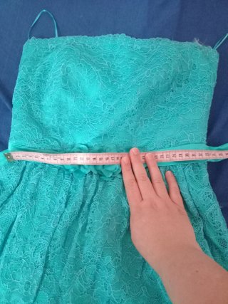 Vestido encaje verde azulado talla M con etiqueta