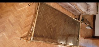 Mesa Centro Hollywood Regency Cristal Metal Dorada