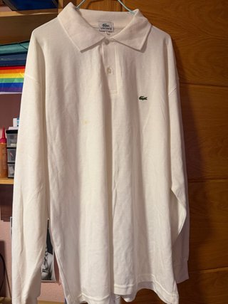 Polo Lacoste manga larga blanco hombre