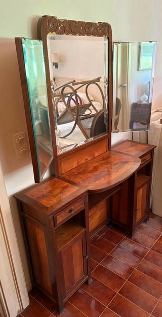 Tocador antiguo madera espejo tríptico