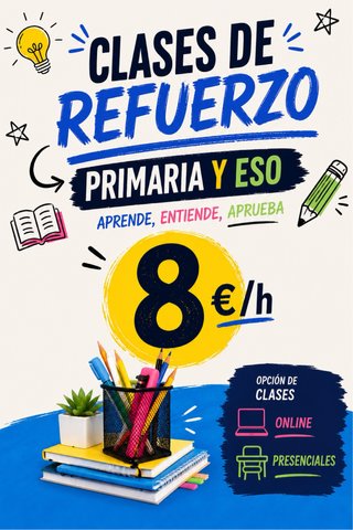 Clases de refuerzo para ESO y PRIMARIA