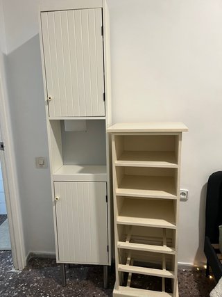 2 Armadi Beige in Legno e Metallo