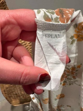 Camicia Replay a fiori bianca e gialla