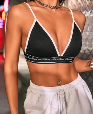 Crop top sexy negro blanco XS 34